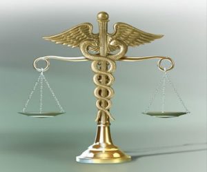 Justice Scale with Medical Sign