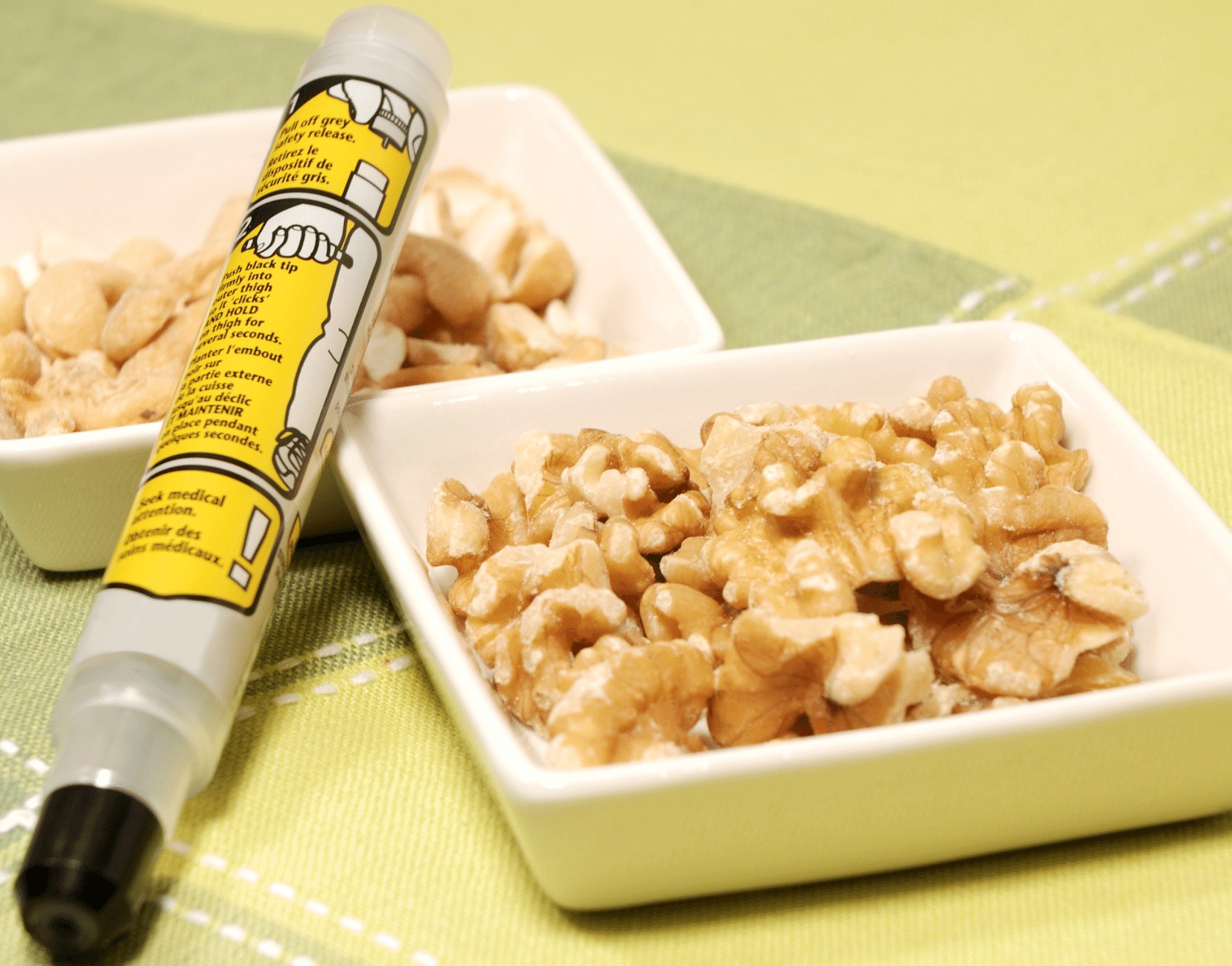 epipen with nuts in the back round