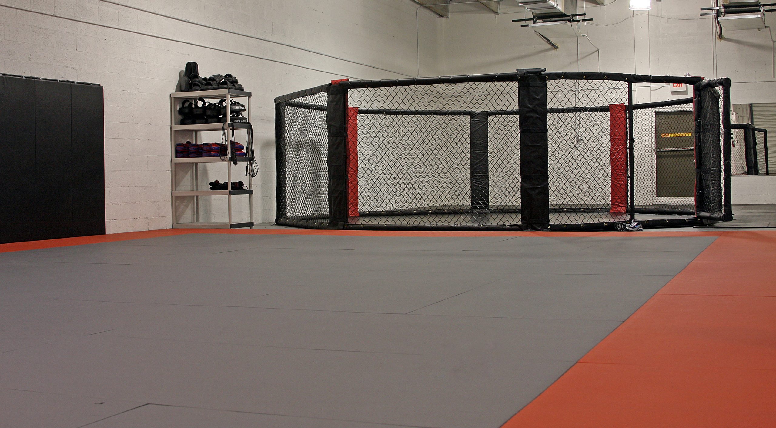 gym with octagon fight cage